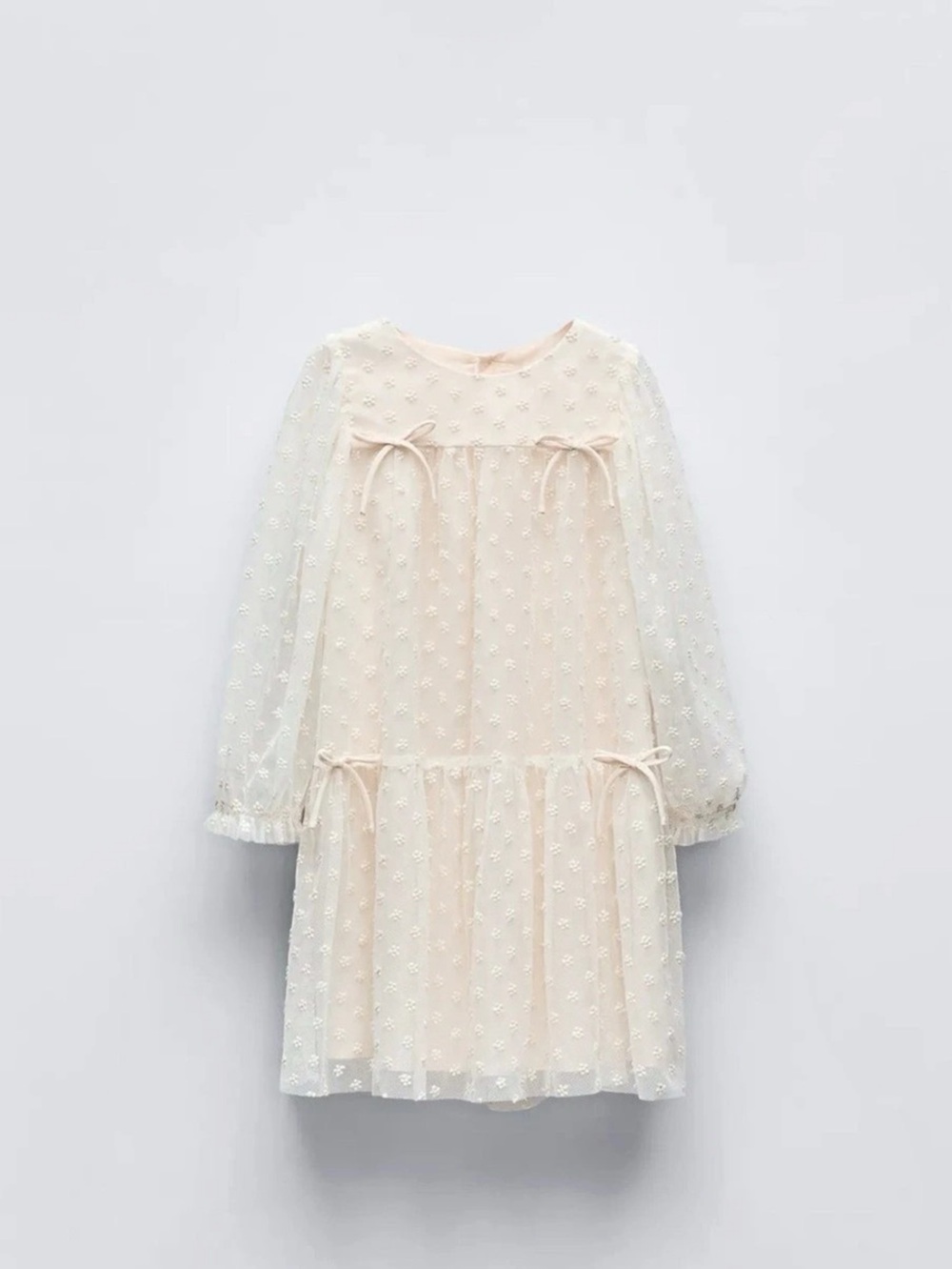 ZARA Girls Dotted Floral Mesh Dress